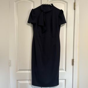 Vintage style tailored navy dress
